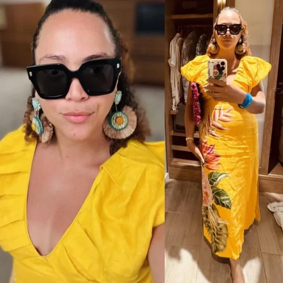 Farm Rio V neck linen midi dress - Picture 9 of 15